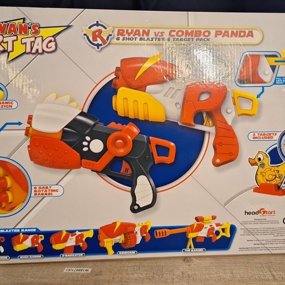 Ryan's World Dart Tag Ryan vs Combo Panda 6 Shot Foam Blasters & Target Pack - I - Picture 4 of 7